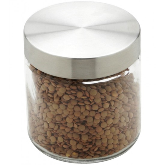 Pote 880ml de Vidro Borossilicato Redondo Com Tampa Aco Inox